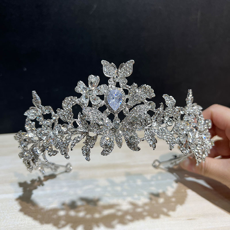 Tiara za vjenčanje s cirkonima – stil princeze/dijete, metal, proljeće 2025
