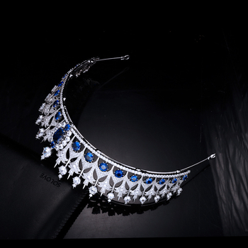 Bakrena svadbena kruna za kosu žena s AAA cirkon kristalima