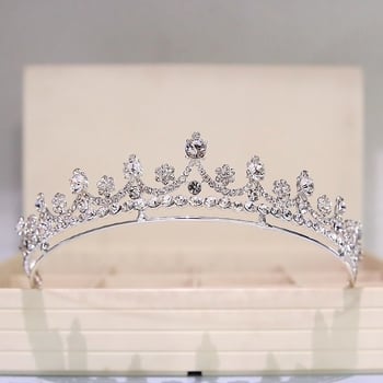 Nevjesta tiara s bijelim kristalima, legura, elektroplatiranje, jednostavan ženski stil za punđu