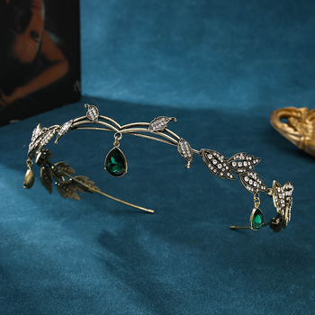 Ogrlica za glavu – Vintage legura s motivom lišća i rhinestones, čistoća K9, dijamantno obrađeni kristali