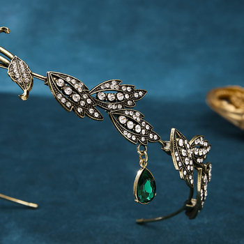 Ogrlica za glavu – Vintage legura s motivom lišća i rhinestones, čistoća K9, dijamantno obrađeni kristali