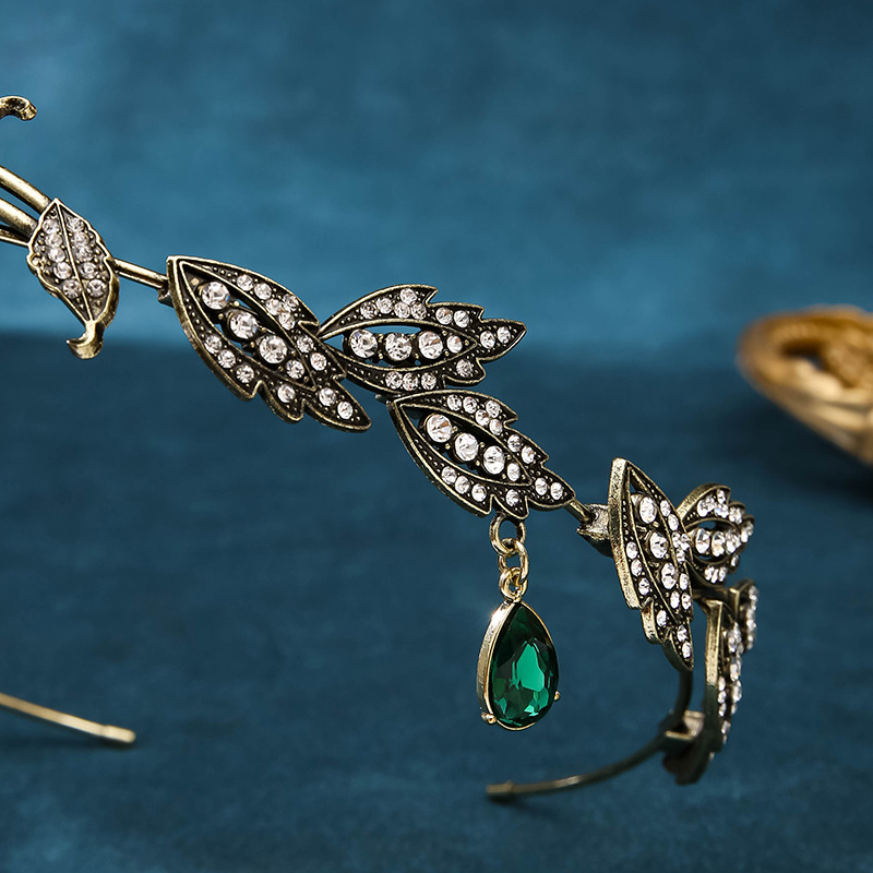 Ogrlica za glavu – Vintage legura s motivom lišća i rhinestones, čistoća K9, dijamantno obrađeni kristali