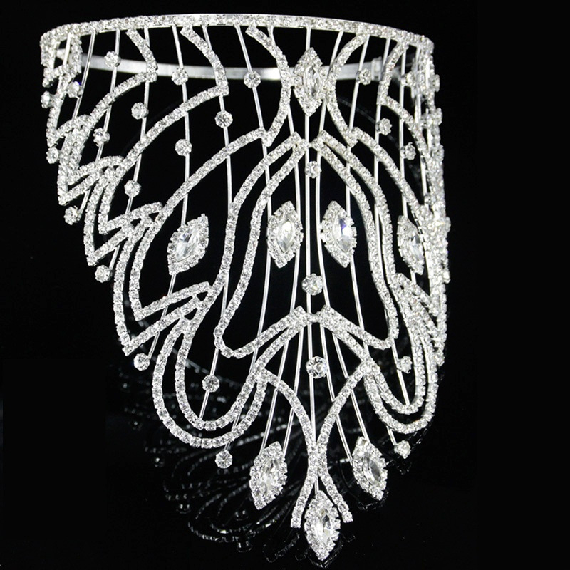 Ženska kruna za kosu, Rhinestone, 888 čistoća, elektroplating, bijeli kristal