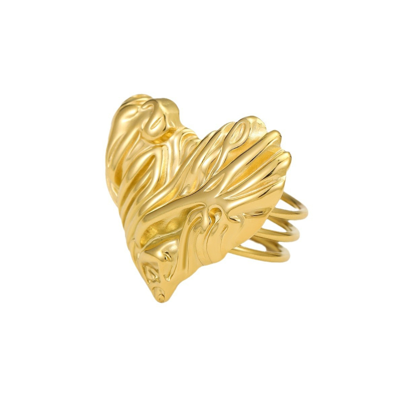 Titánacél sálgyűrű szív alakú textúrával – elektroplakolás, női divatkiegészítő, kettős használat (sál vagy ékszer), Nimai, ősz 2024