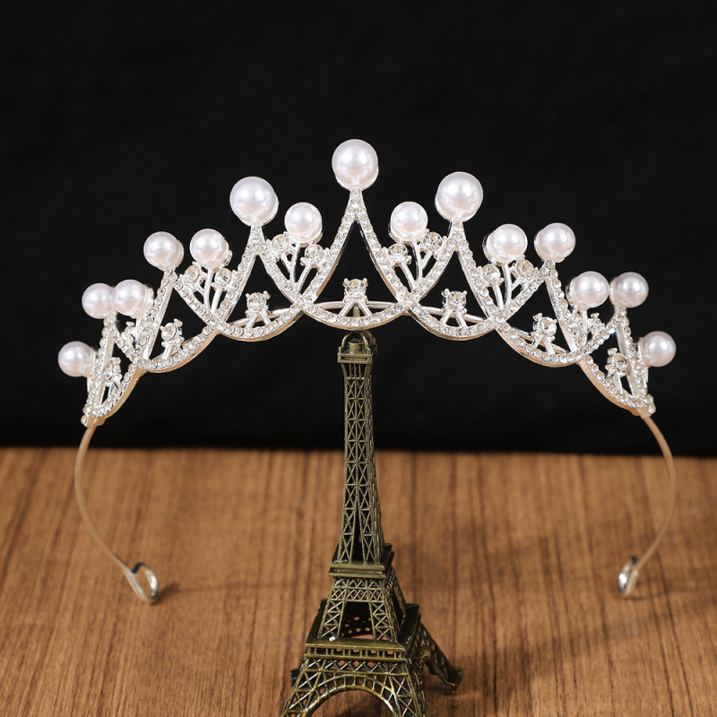 Аксесоари за глава: винтидж корона тиара с перли и кристали, електроплатирана, естествени перли, есен 2025