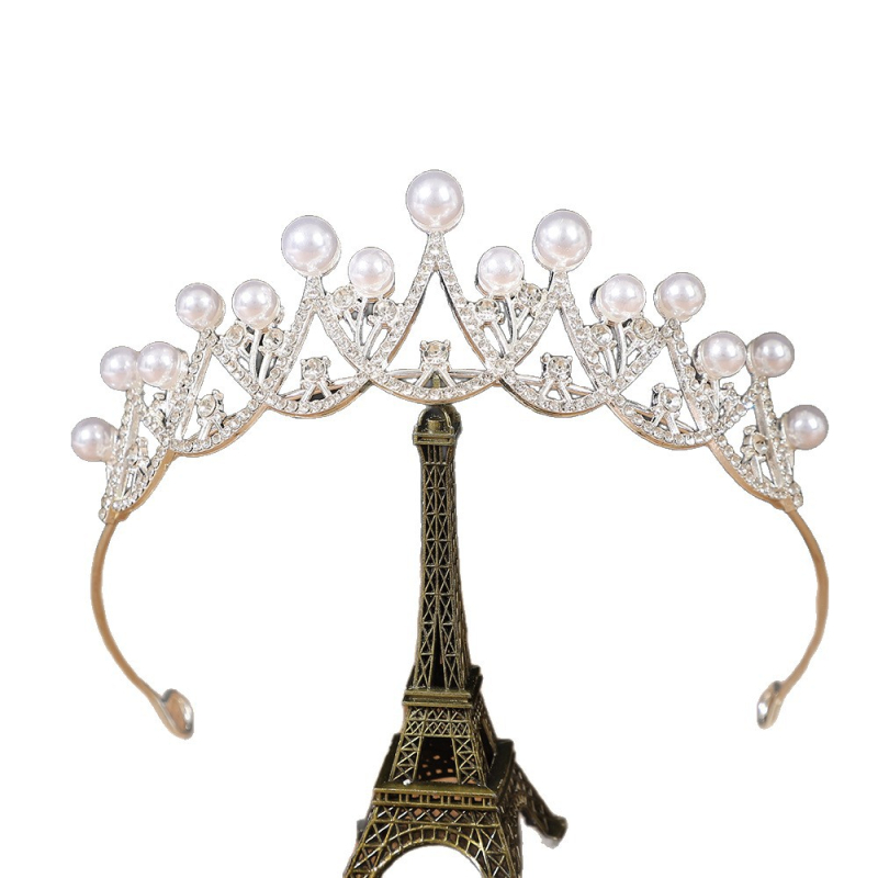 Аксесоари за глава: винтидж корона тиара с перли и кристали, електроплатирана, естествени перли, есен 2025