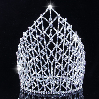 Tiara de mireasă din rhinestone, placare 18K, cristal alb, model coroană, electroplacare