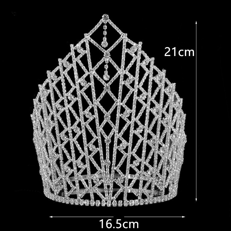 Tiara de mireasă din rhinestone, placare 18K, cristal alb, model coroană, electroplacare