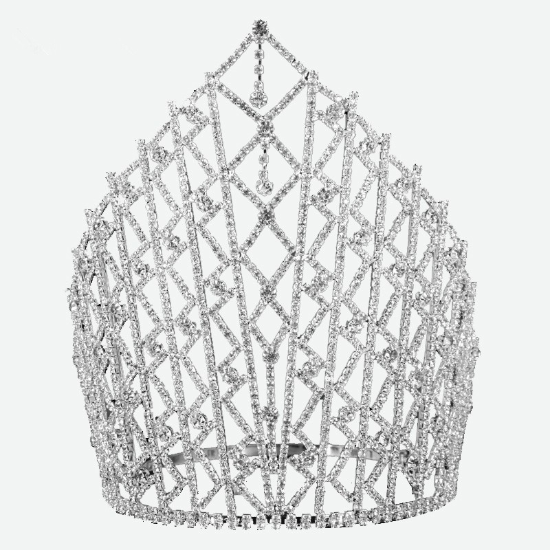 Tiara de mireasă din rhinestone, placare 18K, cristal alb, model coroană, electroplacare