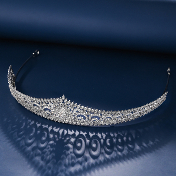 Tiara de cap în stil coreean, din cupru cu zirconiu, cu montură micro-incrustată, potrivită pentru nunți și aniversări