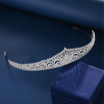 Tiara de cap în stil coreean, din cupru cu zirconiu, cu montură micro-incrustată, potrivită pentru nunți și aniversări