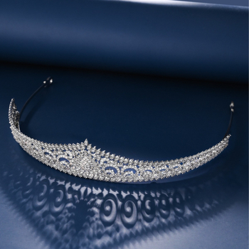 Tiara de cap în stil coreean, din cupru cu zirconiu, cu montură micro-incrustată, potrivită pentru nunți și aniversări