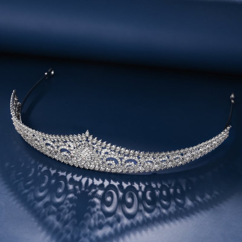 Tiara de cap în stil coreean, din cupru cu zirconiu, cu montură micro-incrustată, potrivită pentru nunți și aniversări