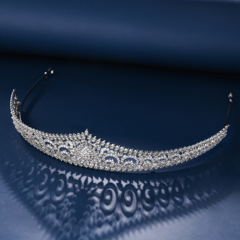 Tiara de cap în stil coreean, din cupru cu zirconiu, cu montură micro-incrustată, potrivită pentru nunți și aniversări