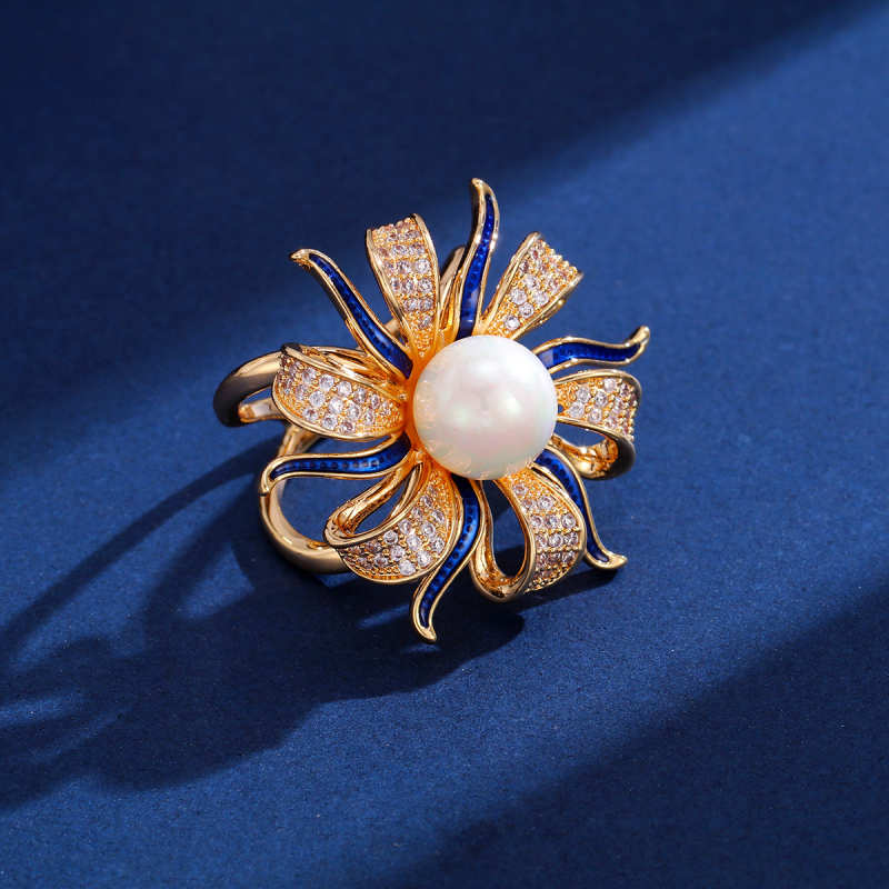 Réz gallérzár masnit s virágmotívummal, elektroplakált felület, japán-koreai stílus, 2025 tavaszi kiadás