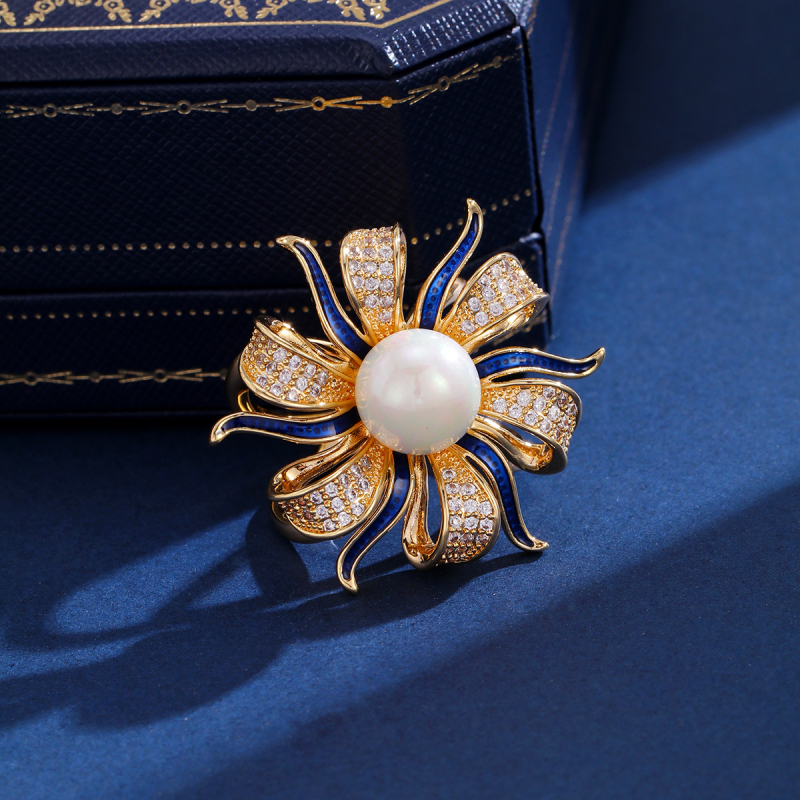 Réz gallérzár masnit s virágmotívummal, elektroplakált felület, japán-koreai stílus, 2025 tavaszi kiadás