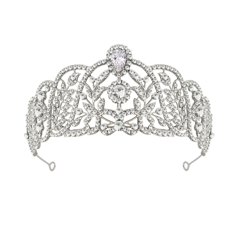 Nevjesta kruna – od legure, bijeli kristali, elektroplatiranje, elegantna tiara princeze