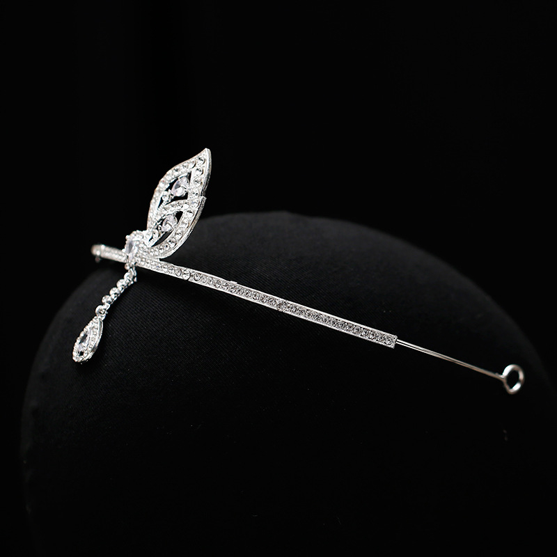 Сватбена диадема с пеперуда, прост дизайн, корона от сплав, ръчна изработка