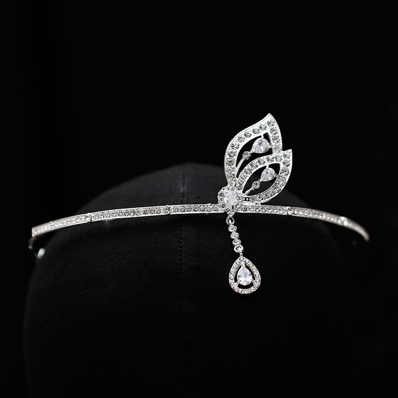 Сватбена диадема с пеперуда, прост дизайн, корона от сплав, ръчна изработка