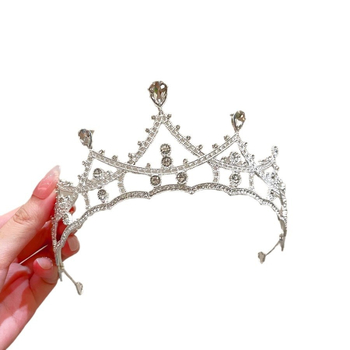 Metalna tiara s kristalima, elektroplate, lagani luksuzni stil, pogodna za vjenčanje