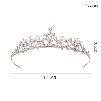 Nevjesta tiara s cirkonima – legura, bijeli kristal, korejski stil, cvjetni dizajn, elektropliranje