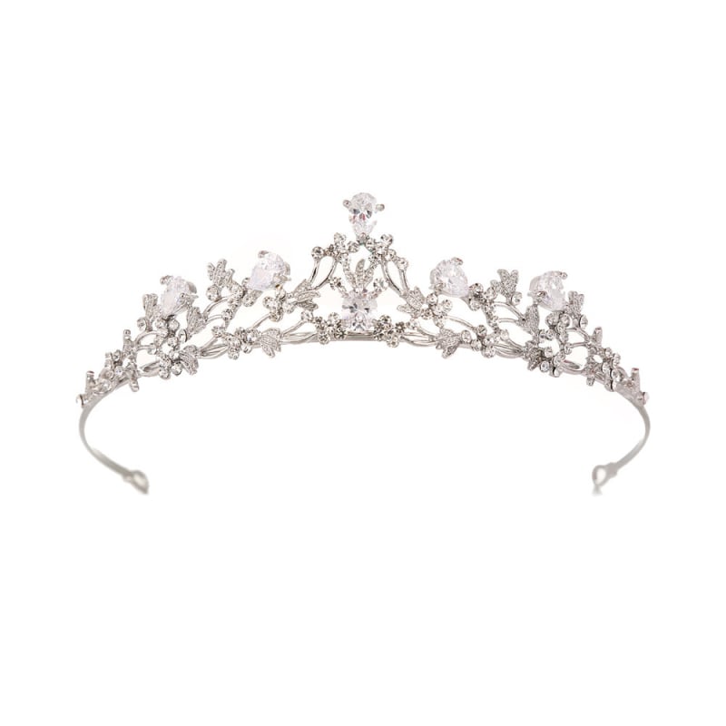 Nevjesta tiara s cirkonima – legura, bijeli kristal, korejski stil, cvjetni dizajn, elektropliranje