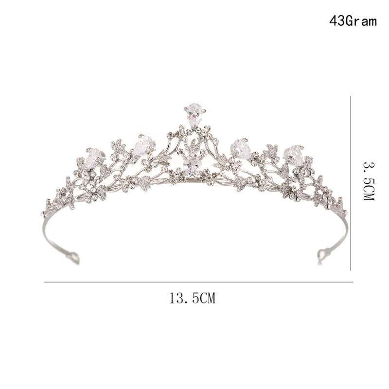 Nevjesta tiara s cirkonima – legura, bijeli kristal, korejski stil, cvjetni dizajn, elektropliranje