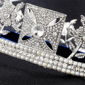 Coronă de mireasă din aliaj cu perle și strasuri — cerc complet, finisaj electroplacare, stil studio, unisex