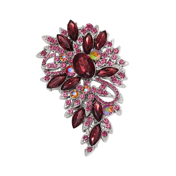 Broșă | Aliaj de zinc | Corsaj de modă | Formă: frunză și picătură | Prelucrare cu diamant | Decorare, Cadou