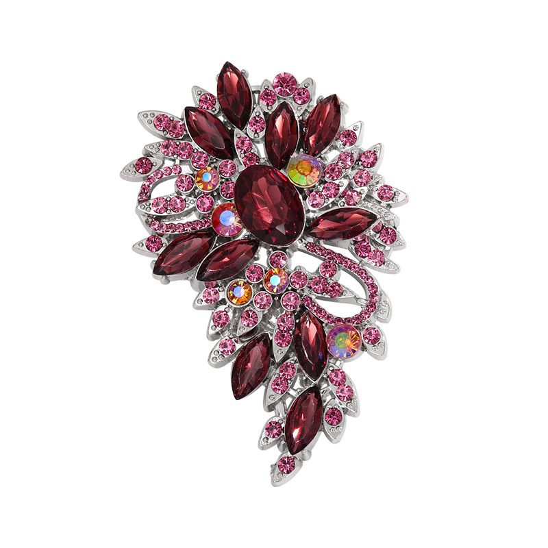 Broșă | Aliaj de zinc | Corsaj de modă | Formă: frunză și picătură | Prelucrare cu diamant | Decorare, Cadou