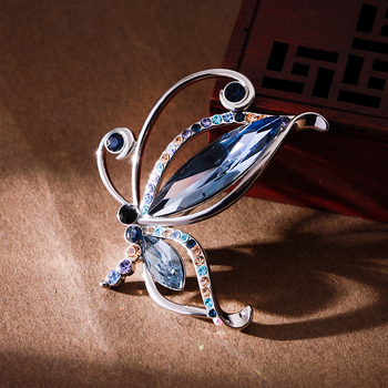 Broșă cu fluture pentru femei – accesoriu elegant pentru paltoane și eșarfe, aliaj de zinc, placare electrolitică, stil lux lejer, primăvara 2024