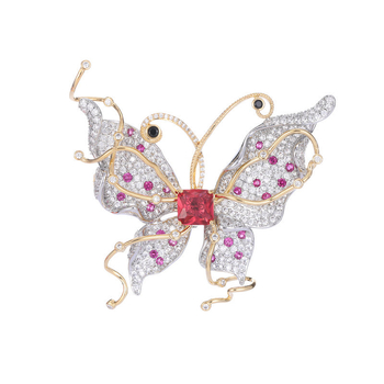 Broșă fluture din cupru cu zirconiu încrustat – accesoriu de modă decorativ și multifuncțional pentru femei