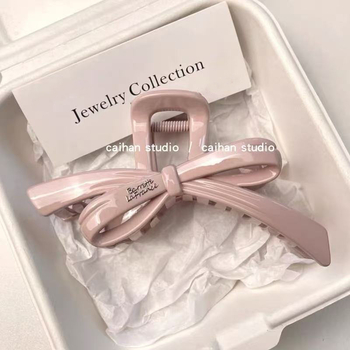 Ručna klipsa za kosu od plastike i smole s mašnicom — kod A209_, ljeto 2025, chic stil