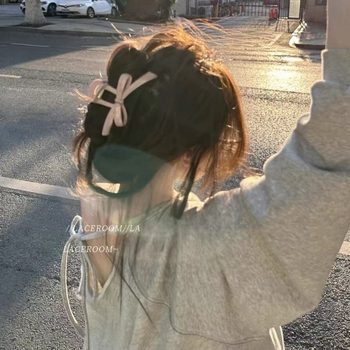 Ručna klipsa za kosu od plastike i smole s mašnicom — kod A209_, ljeto 2025, chic stil