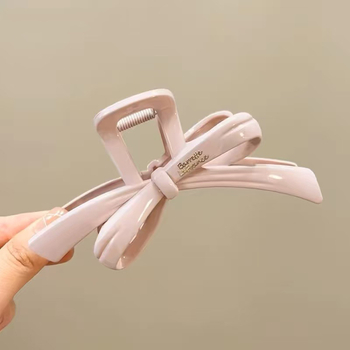 Ručna klipsa za kosu od plastike i smole s mašnicom — kod A209_, ljeto 2025, chic stil