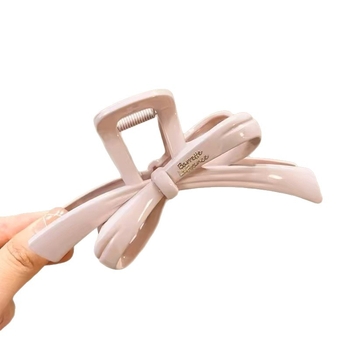 Ručna klipsa za kosu od plastike i smole s mašnicom — kod A209_, ljeto 2025, chic stil