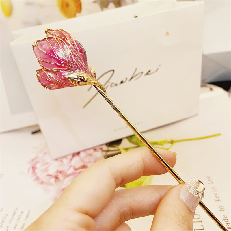 Accesorii pentru cap: agrafă de păr din cupru cu floare, stil chinezesc, finisaj cu ulei, Xiang Nan, decor floral