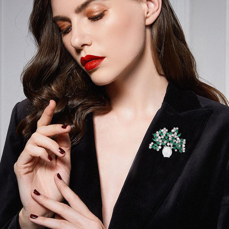 Broșă din cupru cu design floral, placare electrolitică, pentru decorare și cadouri