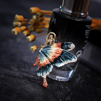 Broșă cu fluture – aliaj, emailată, design insecte, stil retro literar și artistic, finisaj electroplatinat