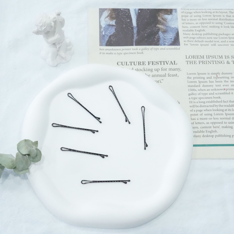 Clips metalice pentru păr cu textură ondulată pentru șuvițe laterale – accesoriu de păr unisex, finisaj cu vopsire la cuptor