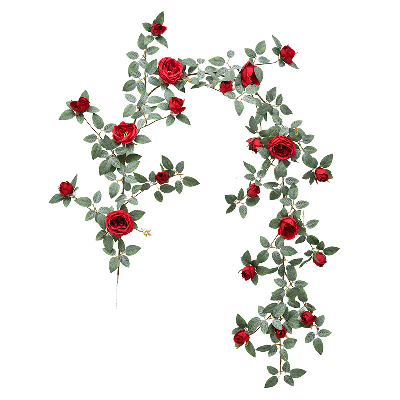 Viță artificială din mătase cu trandafiri, decor pe perete pentru nuntă, exterior și recuzită pentru fotografie