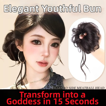 Konty hajkiegészítő – oldalt kötött, puhán tömött konty, modell Hair Band, anyag: más, nem festés/perm