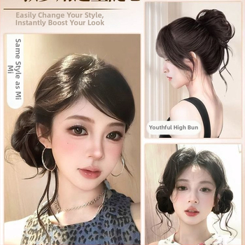 Konty hajkiegészítő – oldalt kötött, puhán tömött konty, modell Hair Band, anyag: más, nem festés/perm