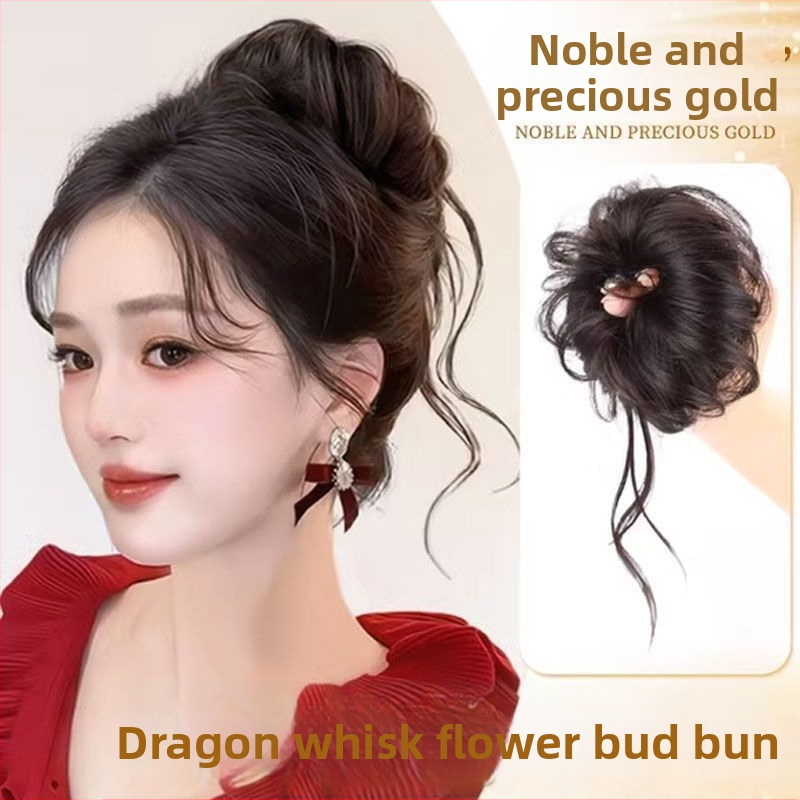 Konty hajkiegészítő – oldalt kötött, puhán tömött konty, modell Hair Band, anyag: más, nem festés/perm