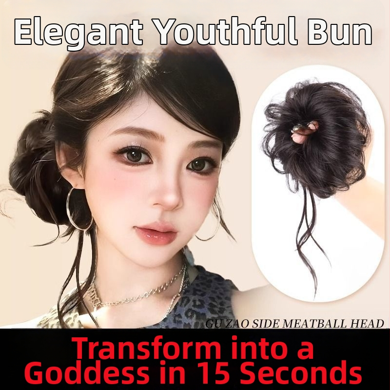 Konty hajkiegészítő – oldalt kötött, puhán tömött konty, modell Hair Band, anyag: más, nem festés/perm