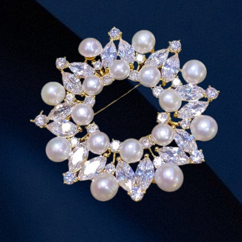 Broșă florală din cupru, finisaj electroplating, accesorii feminine pentru decorare și fixare eșarfă