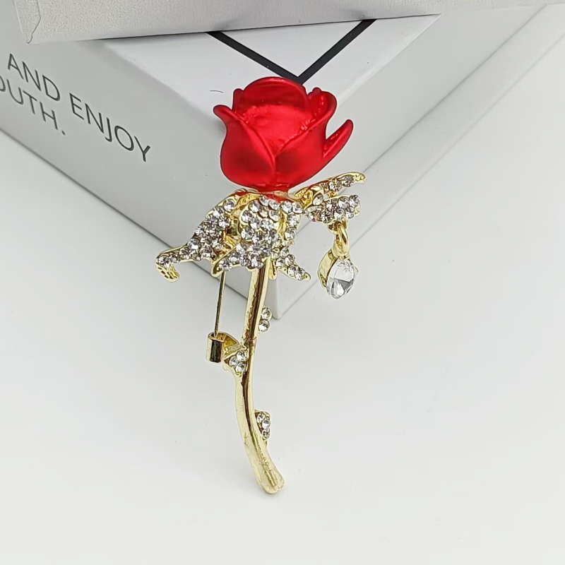 Broșă feminină din aliaj cu diamant, design floral natural, multifuncțională pentru paltoane și costume, iarnă 2023