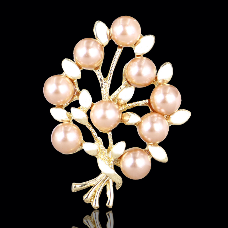 Broșă cu design floral în stil coreean, aliaj cu electroplacare și inserții cu pietre artificiale, unisex