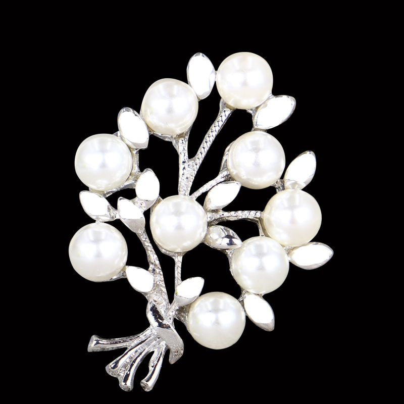 Broșă cu design floral în stil coreean, aliaj cu electroplacare și inserții cu pietre artificiale, unisex