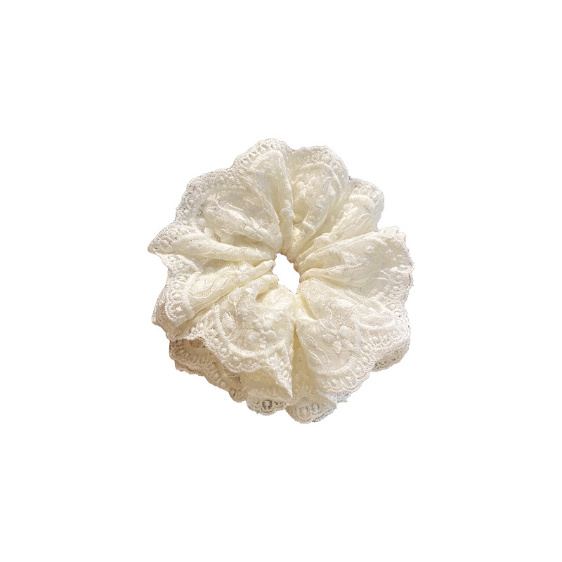 Elastic de păr din material textil cu dantelă florală mică – făcut manual, inspirație Japonia și Coreea, stil proaspăt și dulce, primăvara 2025